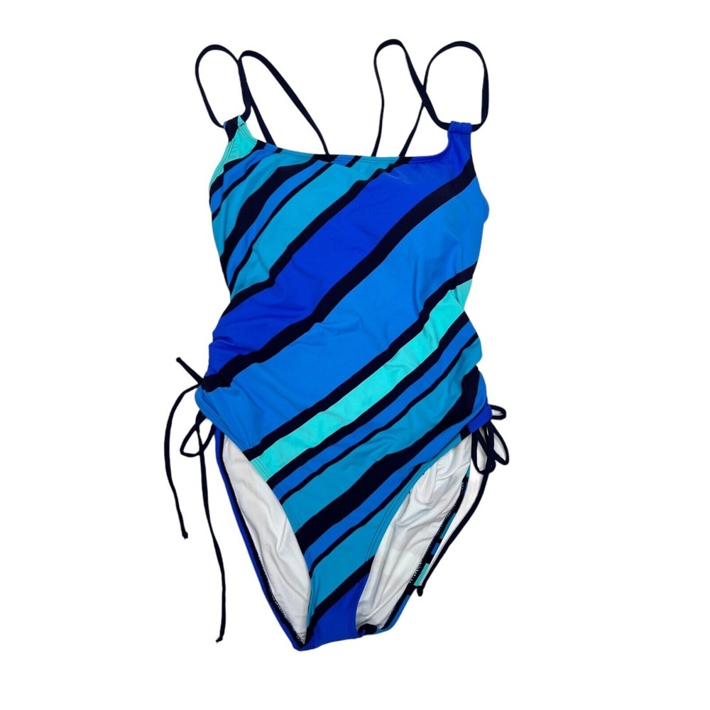 NWT Nautica Women's Sz XL Newport Stripe One-Piece Swimsuit Blue